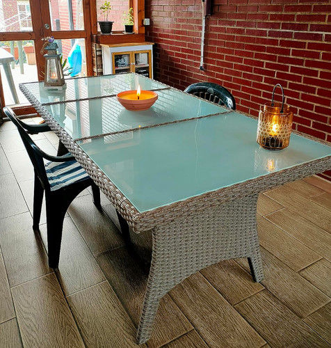 Large rattan dining table - dining,
