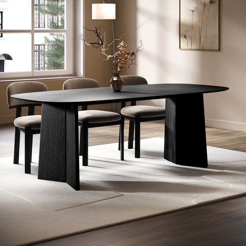 Large black wooden - black, dining