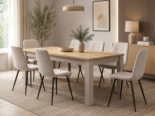 Extendable dining table beige - dining,