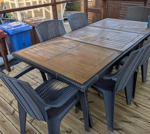 Large rattan dining table - rattan,
