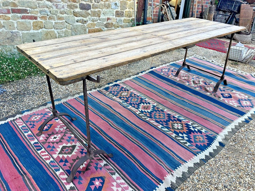 Antique trestle table large - large, 8