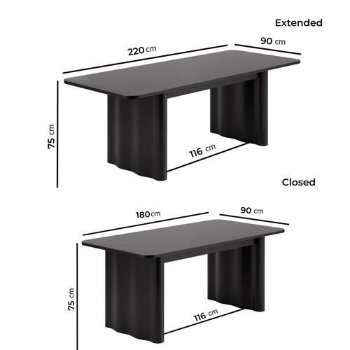 Large black oak - black, extendable